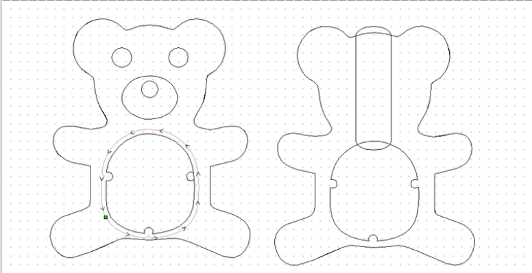 teddy bear coin bank cad outline before being machined