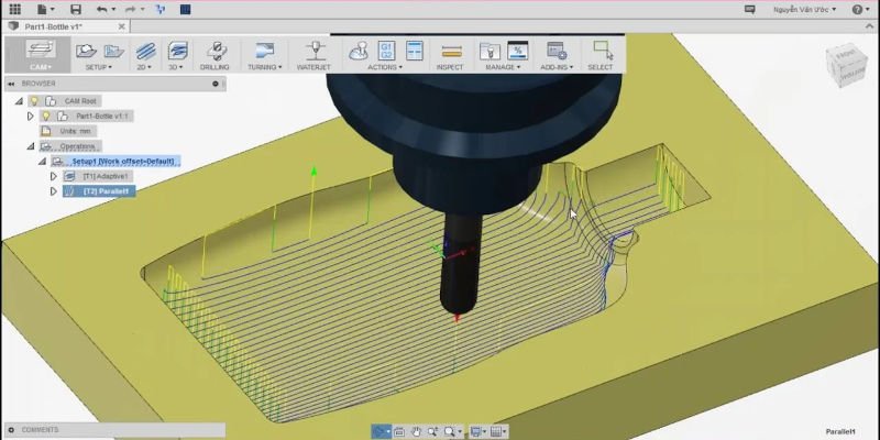 CNC design toolpaths in software