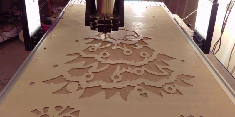 Festive Tree carved by a CNC router
