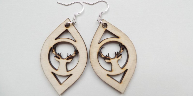 CNC machined plywood earrings