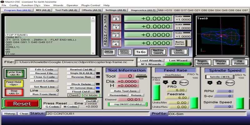 Mach3 advanced CNC software screenshot