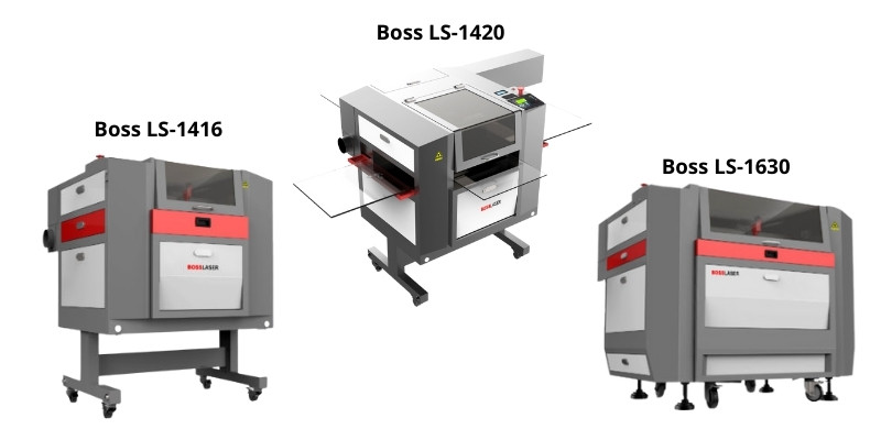 Boss Laser cutters and their entry-level CO2 laser range: the Boss LS-1416, LS-1420, and LS-1630