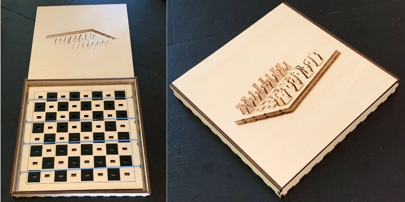 glowforge pro travel chessboard and box