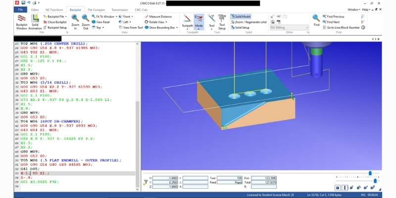 student learns cnc programming in cimco cad cam software