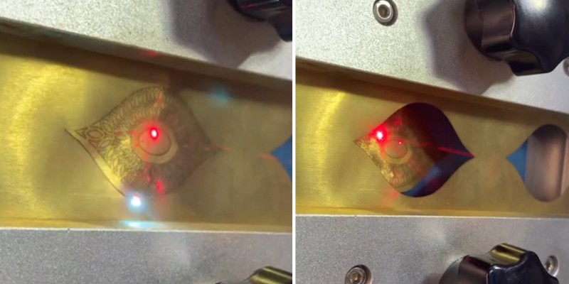 Laser engraving and cutting brass. (Source: Reddit)