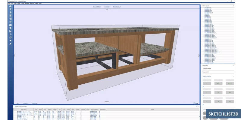 SketchList 3D-3D model of outdoor a double grill with drawers