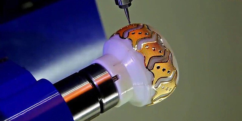 A piece of CNC jewellery in production