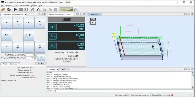 Screenshot of the Universal g code sender interface