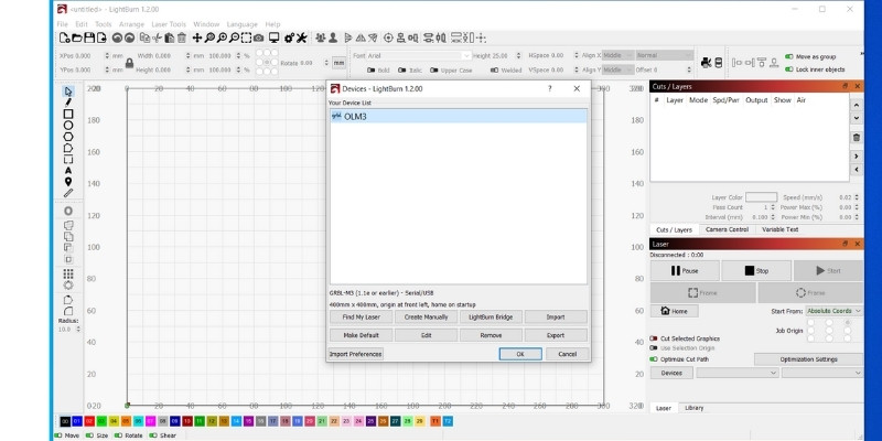 Connecting the Ortur Laser Master 3 via LightBurn