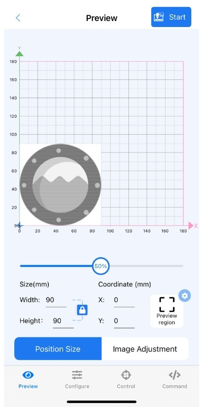 Laser Explorer app with one of their designs