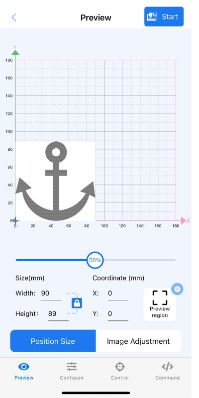 Laser Explorer app with one of their designs anchor