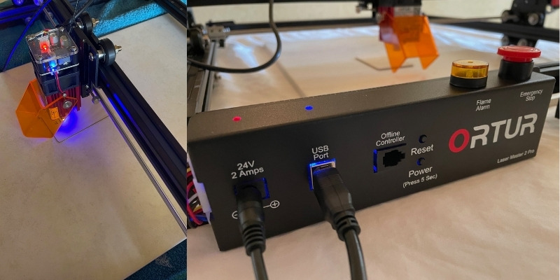 Ortur Laser Master 2 Pro laser chassis and laser head, from our product test