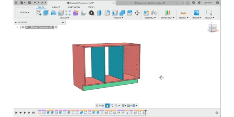 parametric modelling of cabinet in fusion 360