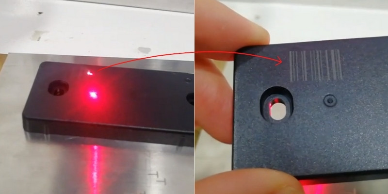 barcode on plastic with a MOPA marking machine