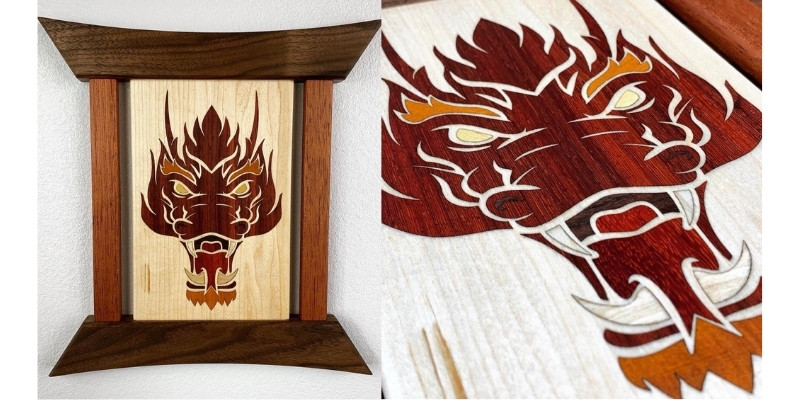 wood inlay done on Boss Laser 1416