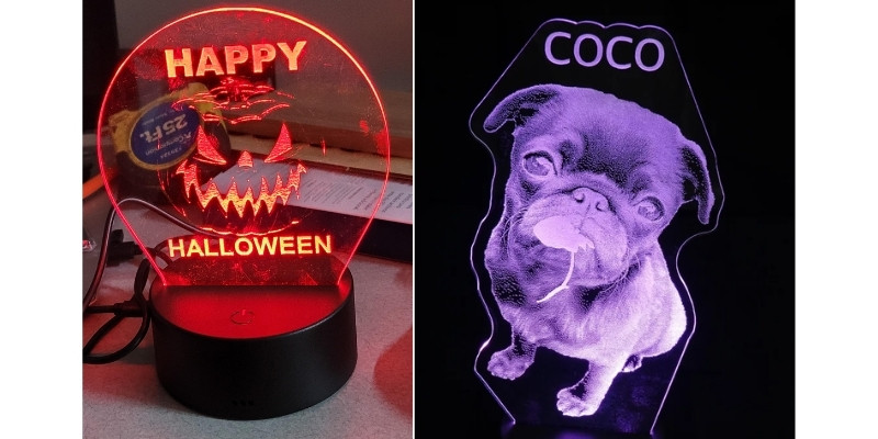 examples of CO2 laser engraving on acrylic
