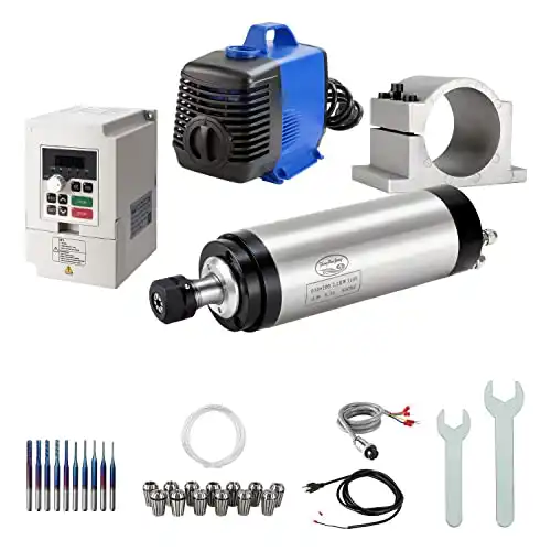 Zhong Hua Jiang CNC Spindle Motor Kits,110V 2.2KW Water Cooled Spindle +110V 2.2KW VFD+Φ80mm Clamp Mount +Water Pump