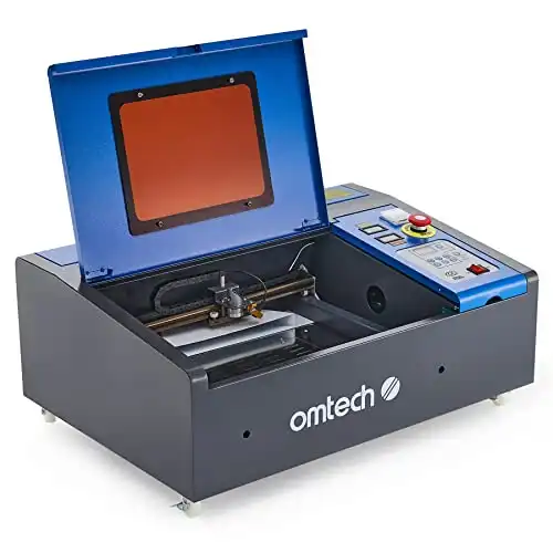 OMTech 40W CO2 Laser Engraver, 8x12 Desktop Laser Marking Etching Engraving Machine with Digital Controls Red Dot Exhaust Fan & Wheels for Wood, Acrylic, and More