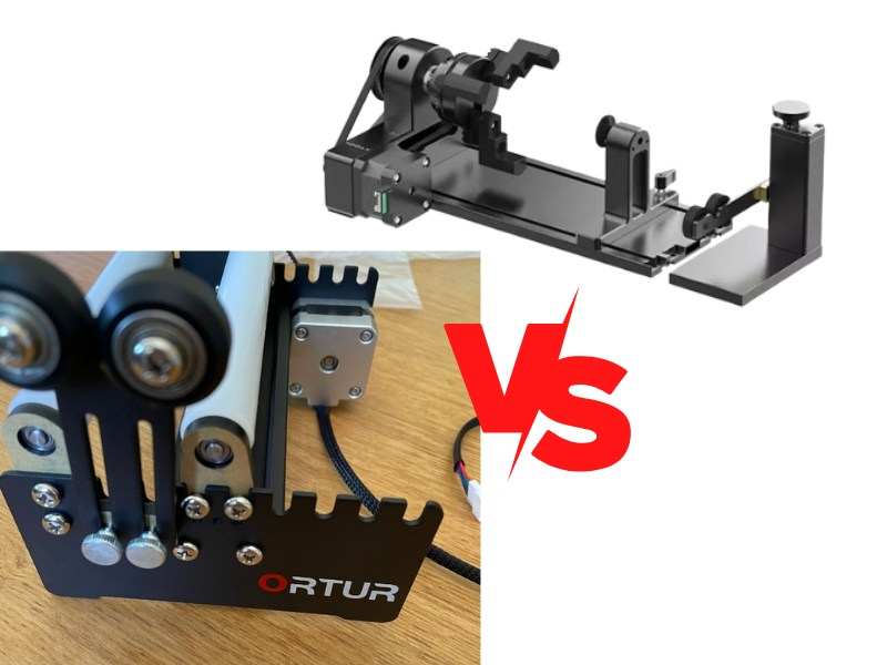 Ortur YRR 2.0 roller vs xTool RA2 Pro chuck rotary module