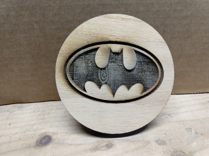 Laser cut Batman logo in wood by xTool D1 Pro
