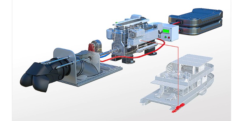 This boat motor design is an application of the Autocad mechanical desinger feature