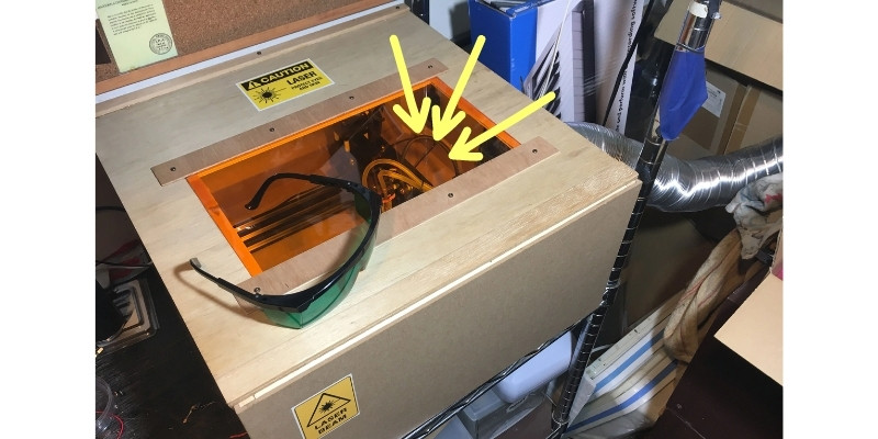 DIY enclosure for the Neje Master 2 - showing the safety window