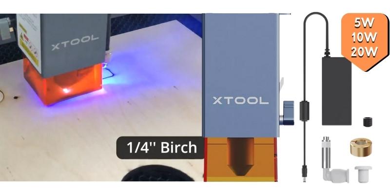 Laser Power differences depending on which laser head you use, and the different materials you can cut, such as 0.25 inch birch cut in this picture
