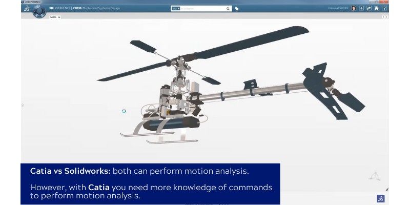 Motion Analysis in CATIA requires more knowledge of commands than in Solidworks