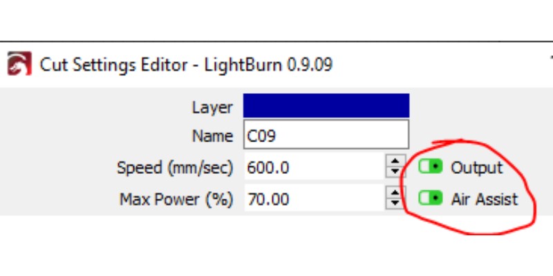 Lightburn air assist