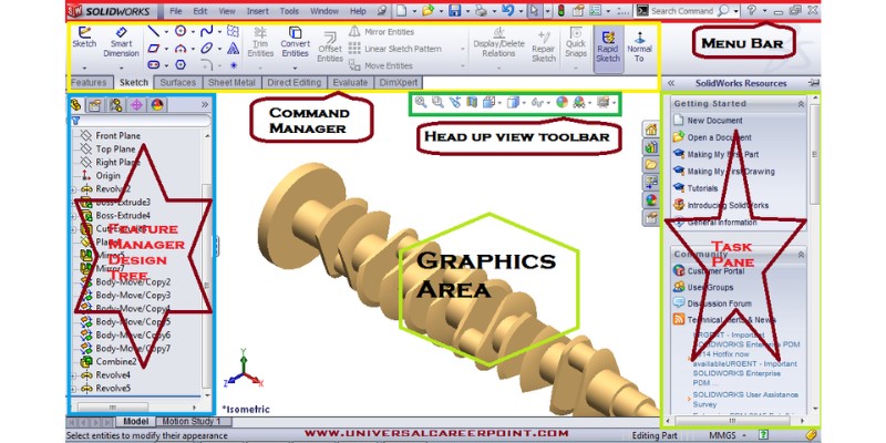 SolidWorks user interface