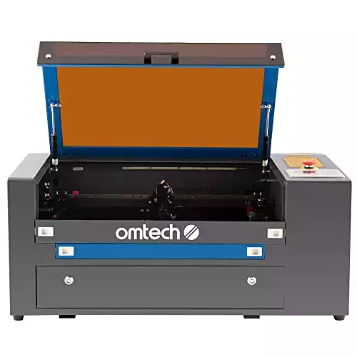 OMTech 50W CO2 Laser Engraver and Cutter with Rotary Axis, 2 Way Pass Air Assist