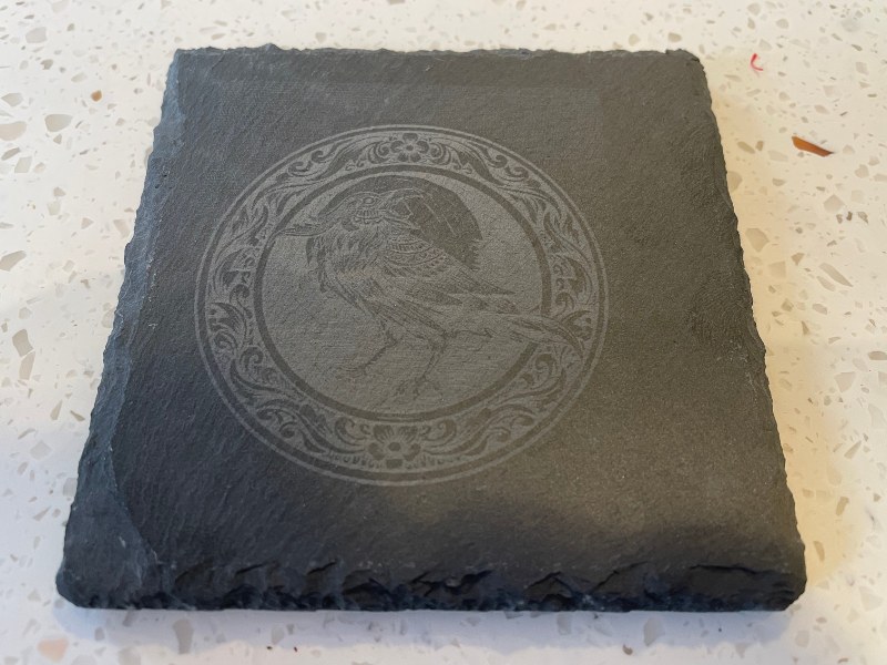 Laser engraved slate bird xTool P2