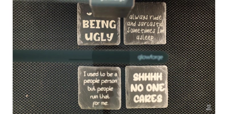 Engraved slate on Glowforge Pro