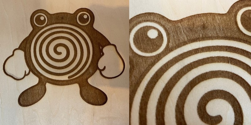 Polywhirl pokemon engraved with Ortur Laser Master 3