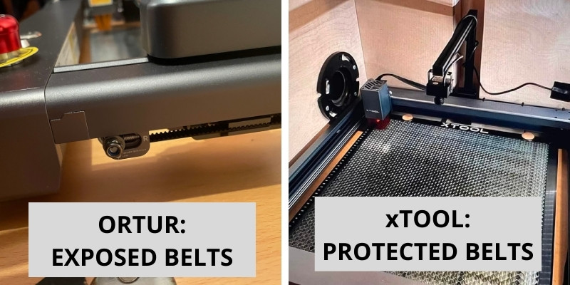 Differences in build quality in the xTool and Ortur diode lasers