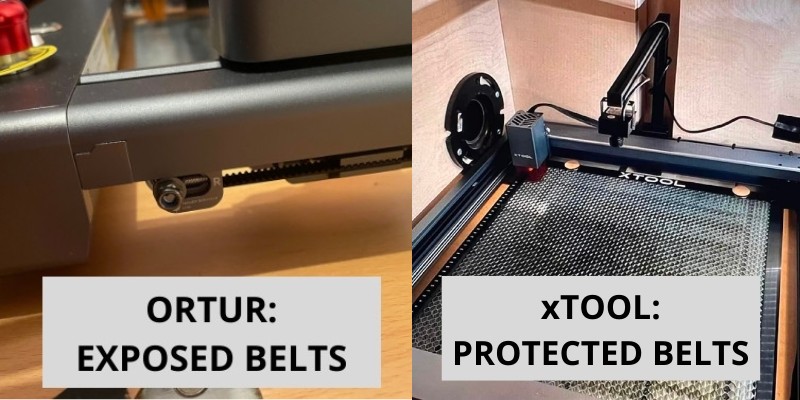 OLM3 vs xTool D1 Pro differences in build quality with protected belts