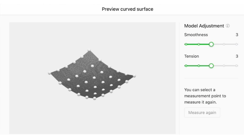 Measuring the curvature of the workpiece for the curved surface engraving features in XCS.